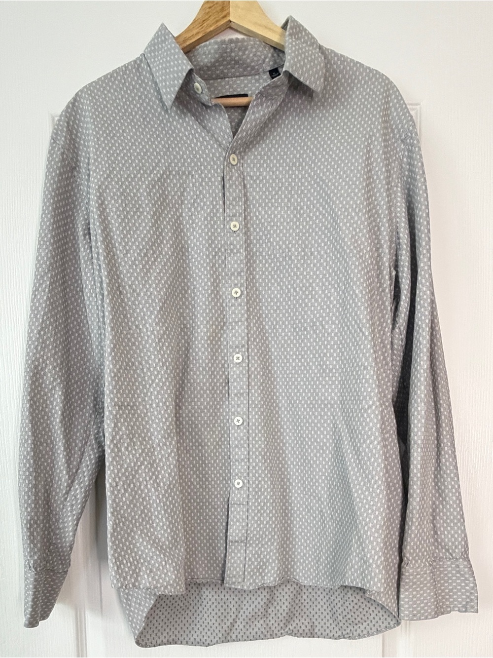 Zachary Prell Men’s XL Gray Micro Geometric Button Down Shirt 100% Cotton Long